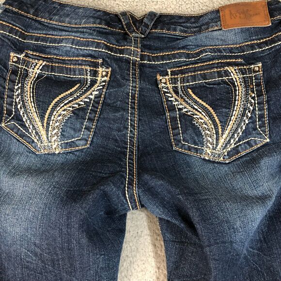 Ariya Jeans Womens 13/14 Blue Flare Leg Distressed Grunge Preppy Denim Outdoor - Picture 6 of 10